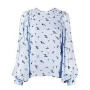 Ganni light blue/ dark blue blouse size 34 ( Xs or 2 in US)